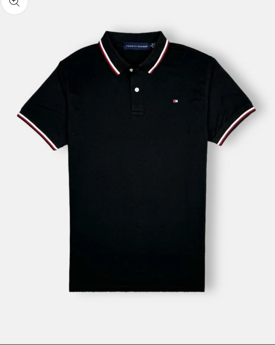 Tommy MEN'S POLO BLACK COLLAR T-SHIRT