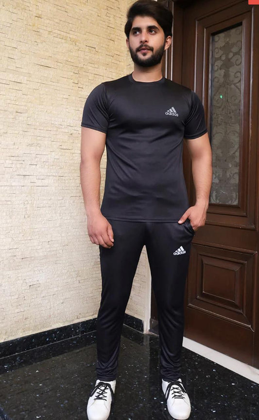 Mens Addidas BLACK Dri fit Tracksuit suit