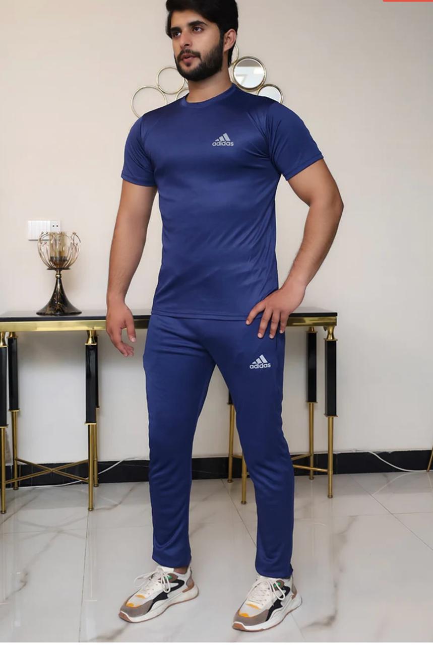 Mens Addidas BLUE Dri fit Tracksuit suit