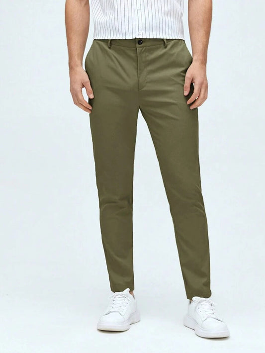 MENS olive Green Cotton Smart Fit Pant