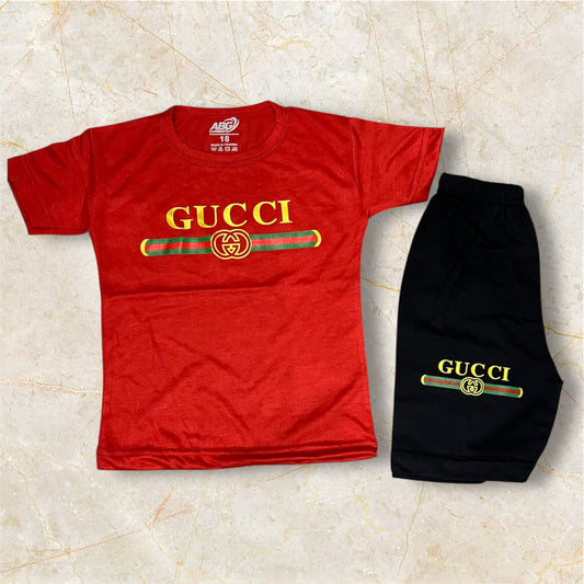 KIDS Summer Tracksuit suit GUCCI Logo Red Black 09