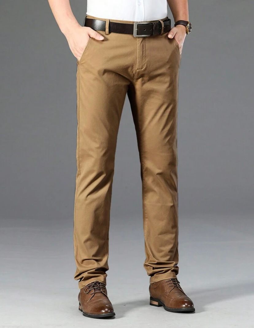 Mens khaki Cotton Smart Fit Pant