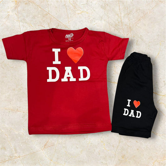 KIDS  Summer Tracksuit suit I love DaD Red Black 05