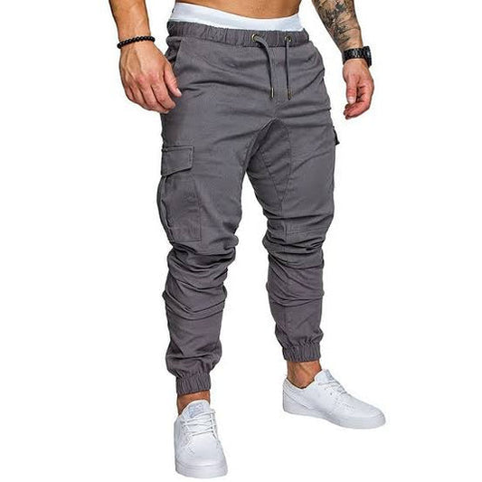 Mens 6 Pocket Grey Cargo trousers (Stretch cotton)