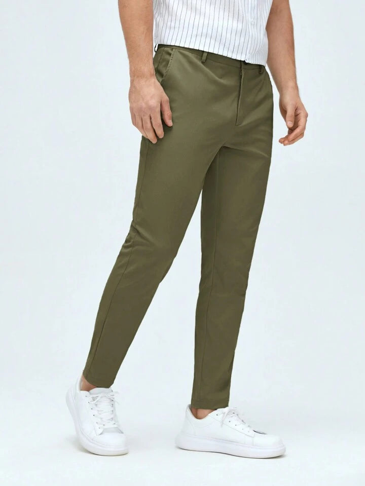 MENS olive Green Cotton Smart Fit Pant