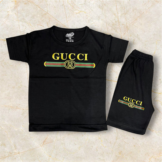 KIDS Summer Tracksuit suit GUCCI LOGO BLACK 09